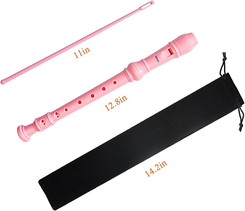 Farcaya 2-Piece Soprano Recorder Instrument for Beginners German Style C Key 8 Hole Descant with Clean Rods 2 Storage Cases (Pink+Light Blue) - Image 5